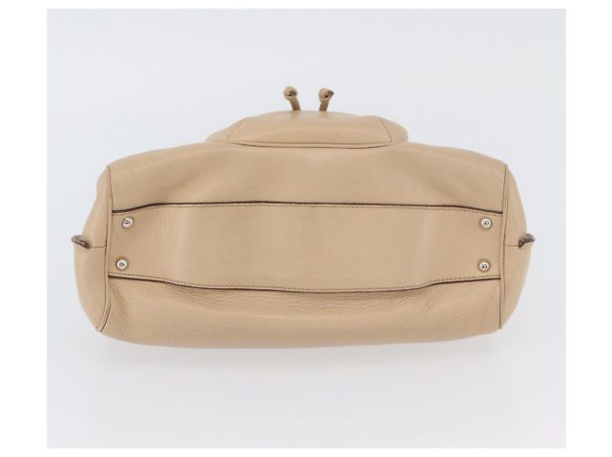 Borsa a mano Gancini in pelle beige e argento di Salvatore Ferragamo Auth hk3582 - vista 9