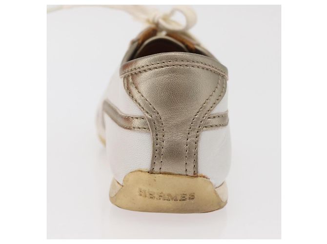 Hermès Sneakers HERMES in pelle bianca Auth 174640A Bianco - vista 12