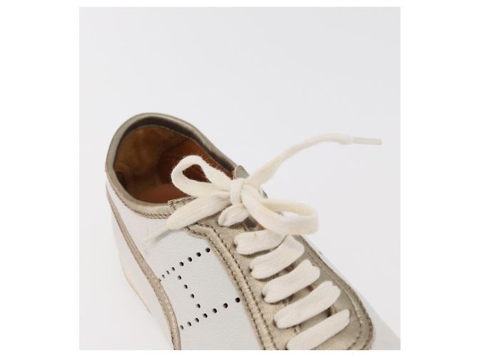Hermès Sneakers HERMES in pelle bianca Auth 174640A Bianco - vista 13