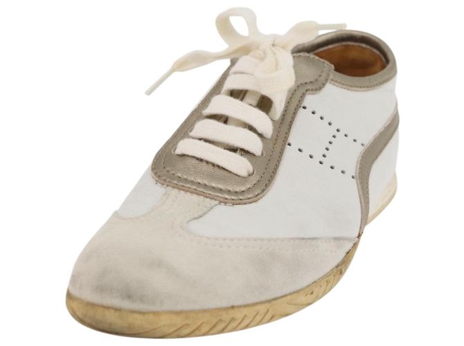Hermès Sneakers HERMES in pelle bianca Auth 174640A Bianco - vista 18