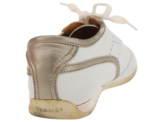 Hermès Sneakers HERMES in pelle bianca Auth 174640A Bianco - vista 19