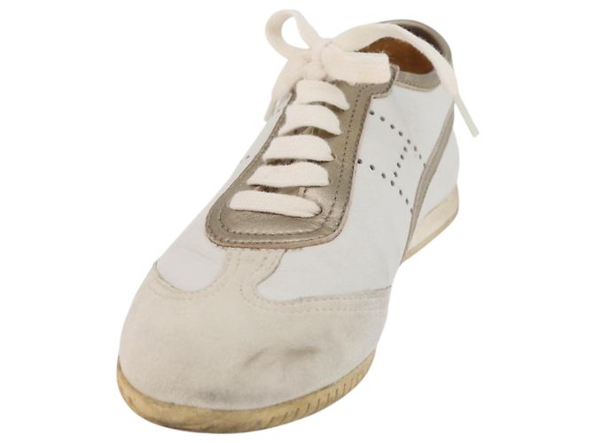Hermès Sneakers HERMES in pelle bianca Auth 174640A Bianco - vista 2