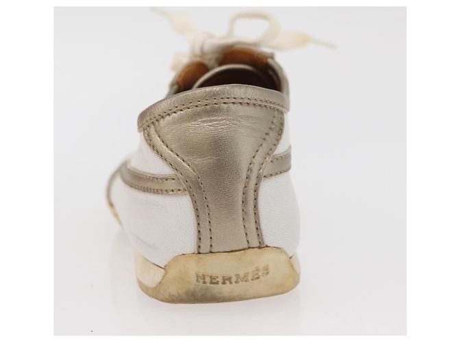 Hermès Sneakers HERMES in pelle bianca Auth 174640A Bianco - vista 28