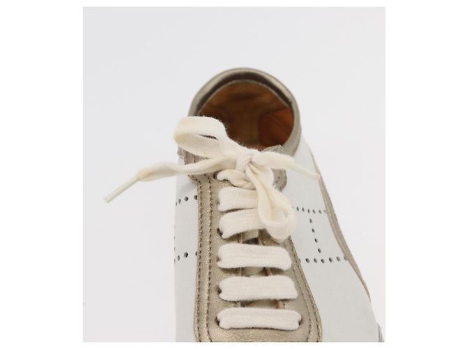 Hermès Sneakers HERMES in pelle bianca Auth 174640A Bianco - vista 29