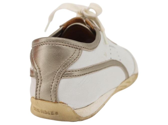 Hermès Sneakers HERMES in pelle bianca Auth 174640A Bianco - vista 3