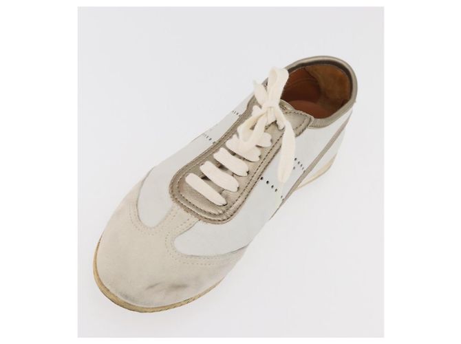 Hermès Sneakers HERMES in pelle bianca Auth 174640A Bianco - vista 6
