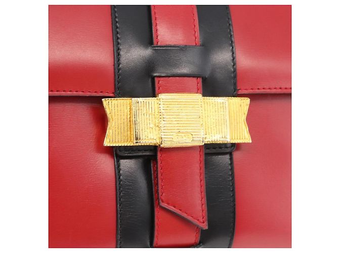 Céline Borsa a mano CELINE in pelle rossa dorata Auth YKZ1471A Rosso D'oro - vista 15