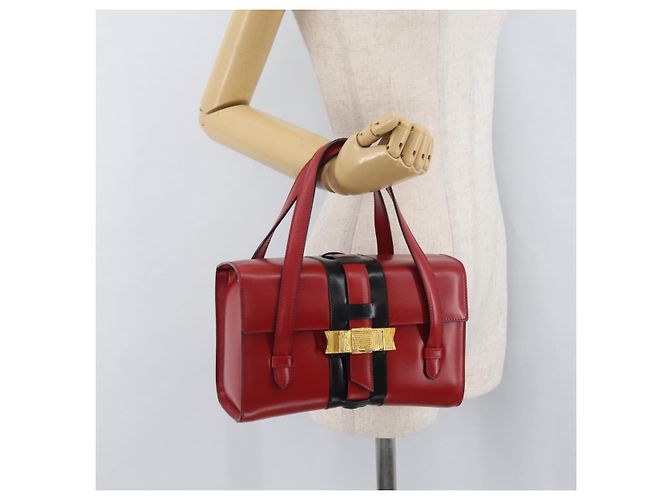 Céline Borsa a mano CELINE in pelle rossa dorata Auth YKZ1471A Rosso D'oro - vista 24