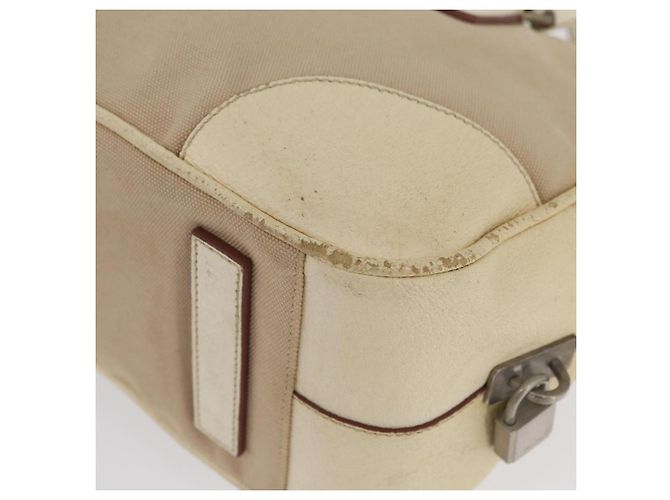 PRADA Borsa a mano in tela beige argento Auth YKZ813 - vista 13