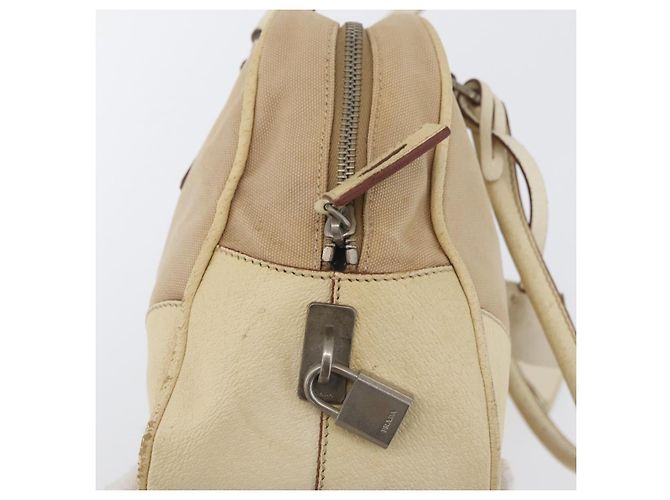 PRADA Borsa a mano in tela beige argento Auth YKZ813 - vista 14