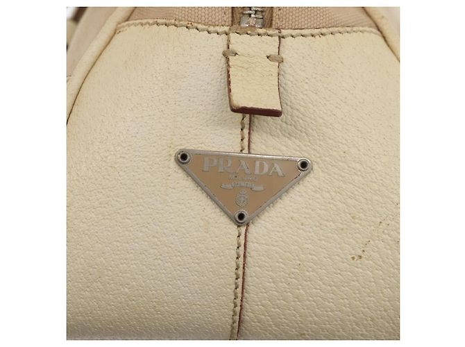 PRADA Borsa a mano in tela beige argento Auth YKZ813 - vista 17