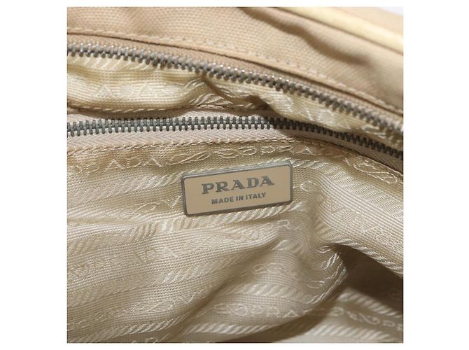 PRADA Borsa a mano in tela beige argento Auth YKZ813 - vista 18