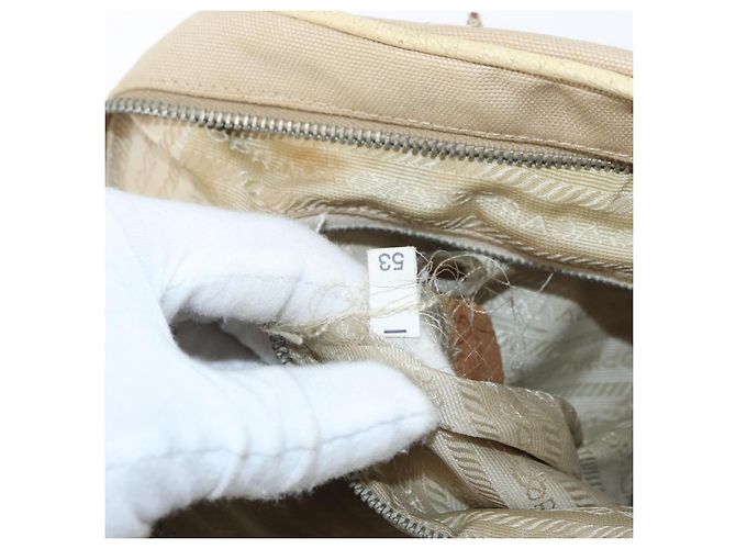 PRADA Borsa a mano in tela beige argento Auth YKZ813 - vista 25