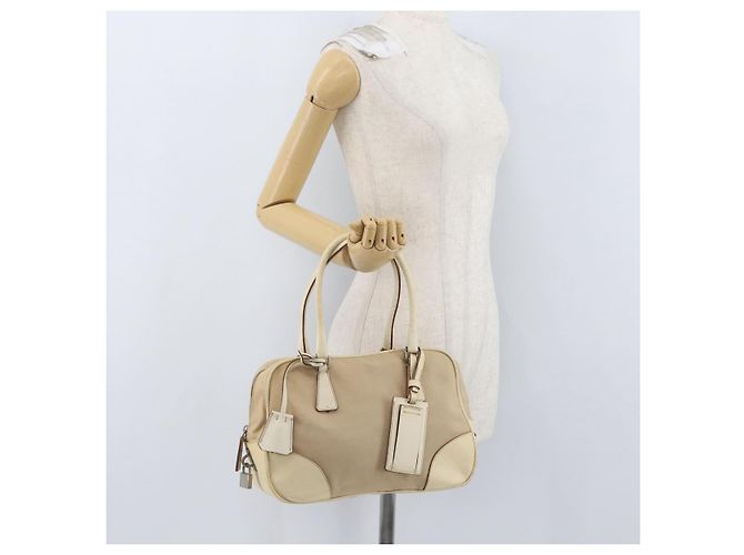 PRADA Borsa a mano in tela beige argento Auth YKZ813 - vista 26