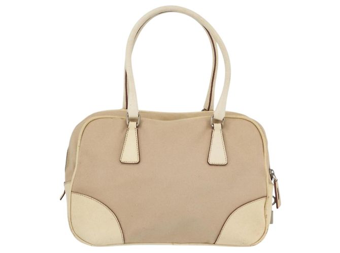 PRADA Borsa a mano in tela beige argento Auth YKZ813 - vista 3