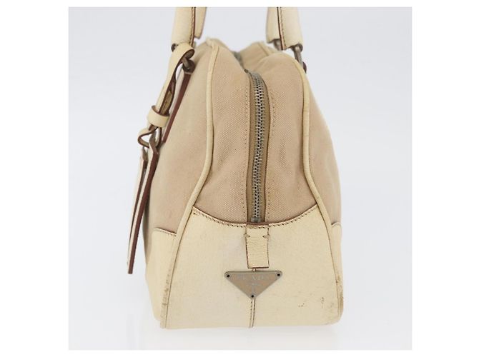 PRADA Borsa a mano in tela beige argento Auth YKZ813 - vista 4