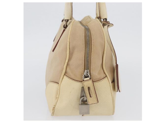 PRADA Borsa a mano in tela beige argento Auth YKZ813 - vista 5