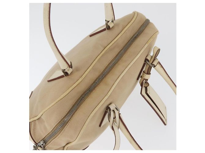 PRADA Borsa a mano in tela beige argento Auth YKZ813 - vista 6