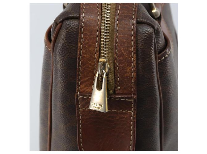 Céline Sac à main en toile Macadam CELINE en cuir PVC marron doré Auth YKZ329 - vue 17