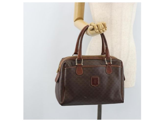 Céline Sac à main en toile Macadam CELINE en cuir PVC marron doré Auth YKZ329 - vue 26