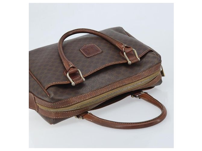 Céline Sac à main en toile Macadam CELINE en cuir PVC marron doré Auth YKZ329 - vue 6