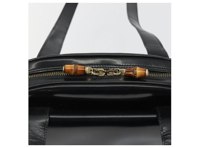 Bolso Tote GUCCI de cuero patentado negro y dorado Auth bs34437 - vista 14