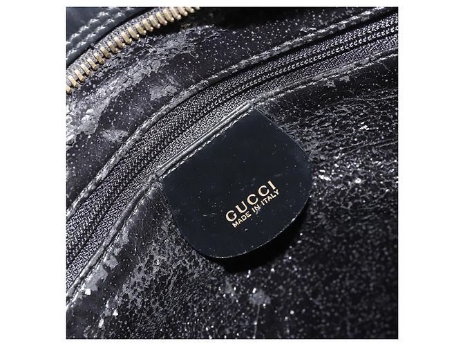 Bolso Tote GUCCI de cuero patentado negro y dorado Auth bs34437 - vista 15