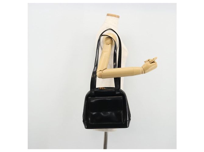 Bolso Tote GUCCI de cuero patentado negro y dorado Auth bs34437 - vista 23