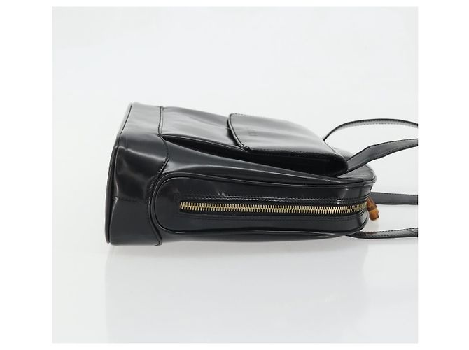 Bolso Tote GUCCI de cuero patentado negro y dorado Auth bs34437 - vista 4