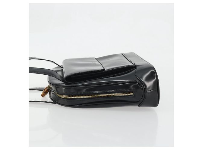Bolso Tote GUCCI de cuero patentado negro y dorado Auth bs34437 - vista 5