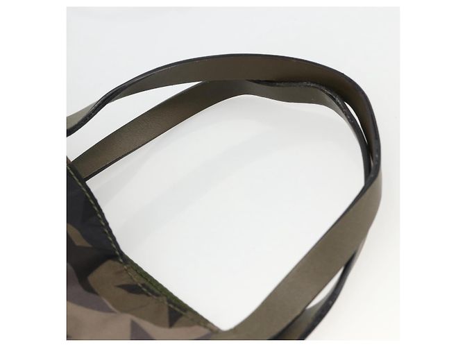 Borsa a Mano VALENTINO Nylon 2way Khaki Argento Auth BA11966A Cachi - vista 14