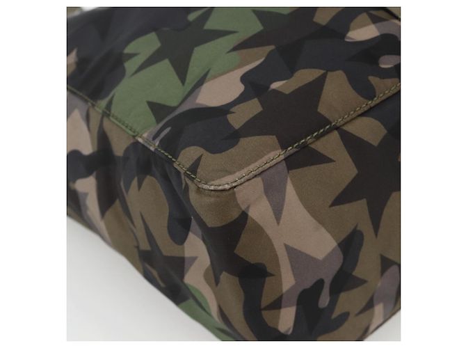 Borsa a Mano VALENTINO Nylon 2way Khaki Argento Auth BA11966A Cachi - vista 16