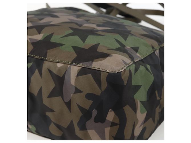 Borsa a Mano VALENTINO Nylon 2way Khaki Argento Auth BA11966A Cachi - vista 17