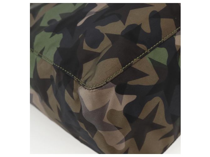 Borsa a Mano VALENTINO Nylon 2way Khaki Argento Auth BA11966A Cachi - vista 18