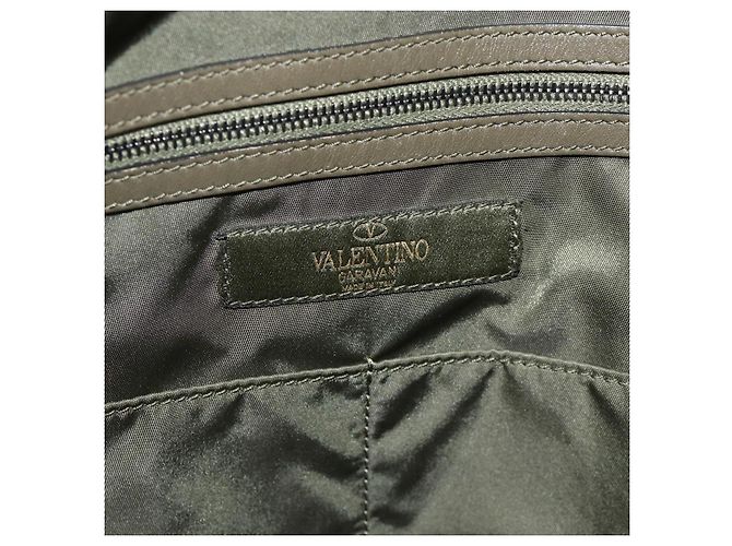 Borsa a Mano VALENTINO Nylon 2way Khaki Argento Auth BA11966A Cachi - vista 20