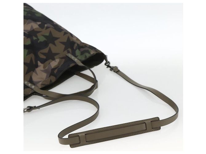 Borsa a Mano VALENTINO Nylon 2way Khaki Argento Auth BA11966A Cachi - vista 8