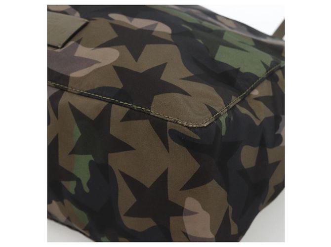 Borsa a Mano VALENTINO Nylon 2way Khaki Argento Auth BA11966A Cachi - vista 9