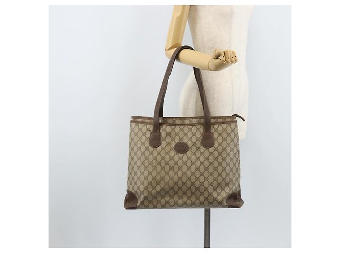 Gucci Borsa Tote GG Supreme in PVC beige e oro 002 39 0172 Auth gh2028 - vista 25