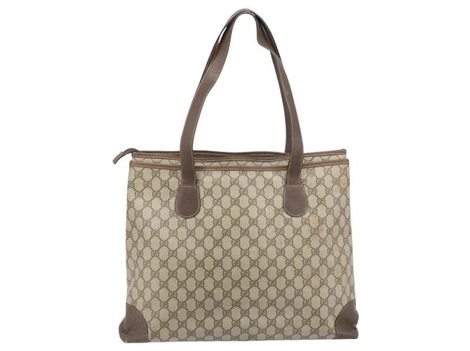 Gucci Borsa Tote GG Supreme in PVC beige e oro 002 39 0172 Auth gh2028 - vista 3
