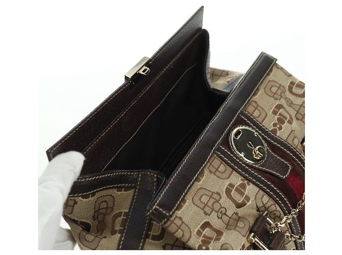 Borsa a mano Gucci Sherry Line in tela marrone e oro 146002 Auth 167181V D'oro - vista 16