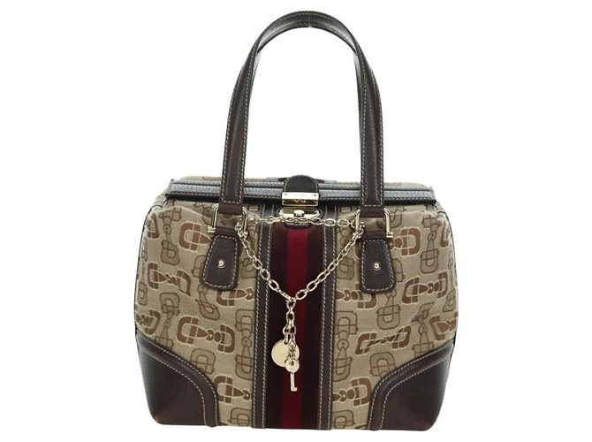 Borsa a mano Gucci Sherry Line in tela marrone e oro 146002 Auth 167181V D'oro - vista 2