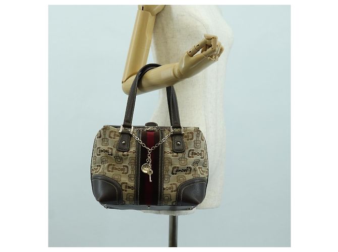 Borsa a mano Gucci Sherry Line in tela marrone e oro 146002 Auth 167181V D'oro - vista 25