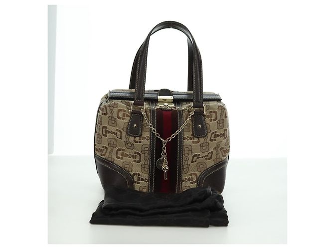 Borsa a mano Gucci Sherry Line in tela marrone e oro 146002 Auth 167181V D'oro - vista 26