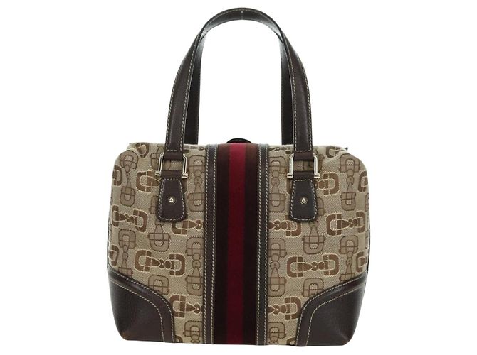 Borsa a mano Gucci Sherry Line in tela marrone e oro 146002 Auth 167181V D'oro - vista 3