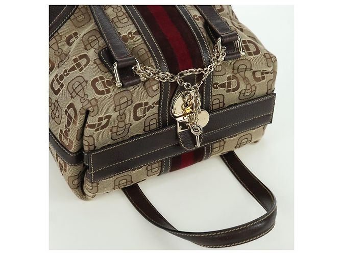 Borsa a mano Gucci Sherry Line in tela marrone e oro 146002 Auth 167181V D'oro - vista 6