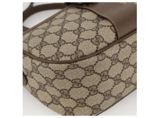 Borsa Gucci GG Supreme Web Sherry Line PVC Beige Oro 89 02 032 Auth YKZ450 D'oro - vista 11