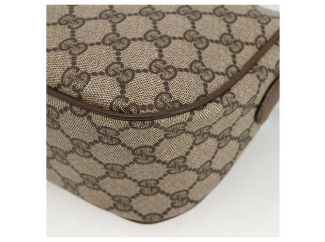 Borsa Gucci GG Supreme Web Sherry Line PVC Beige Oro 89 02 032 Auth YKZ450 D'oro - vista 12