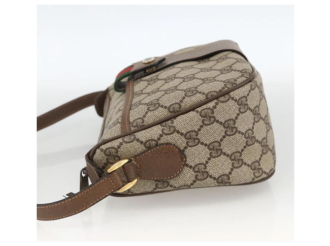 Borsa Gucci GG Supreme Web Sherry Line PVC Beige Oro 89 02 032 Auth YKZ450 D'oro - vista 4