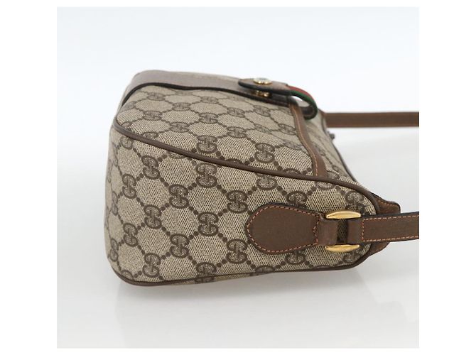 Borsa Gucci GG Supreme Web Sherry Line PVC Beige Oro 89 02 032 Auth YKZ450 D'oro - vista 5
