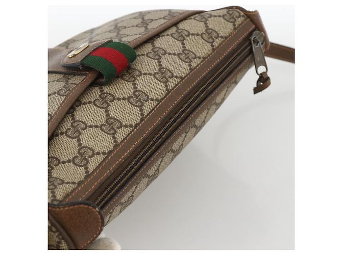 Borsa Gucci GG Supreme Web Sherry Line PVC Beige Oro 89 02 032 Auth YKZ450 D'oro - vista 6